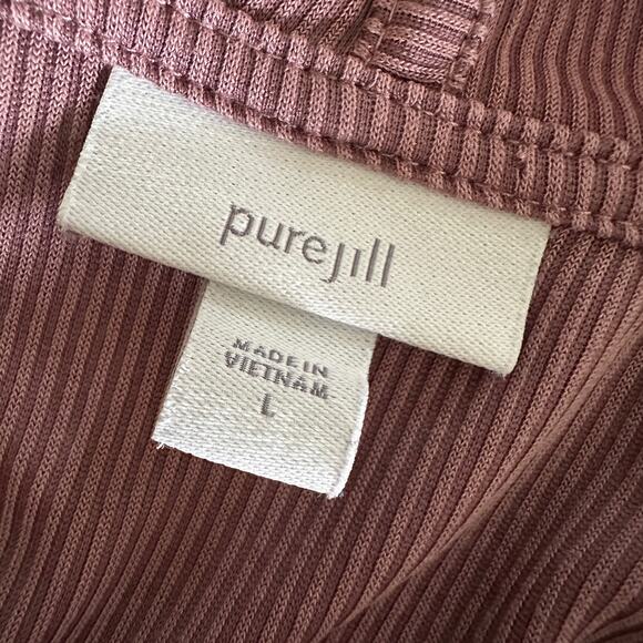 J JILL Pure Jill Womens Ribbed Knit Cowl Neck Tunic Large Modal Lagenlook Mature - Picture 4 of 11